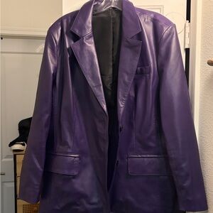 Purple Real Leather Blazer